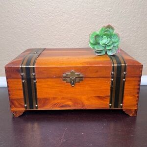 Vintage 1950's Pilliod Wooden Chest Box Swanton Ohio Cedar Jewelry Box Rustic